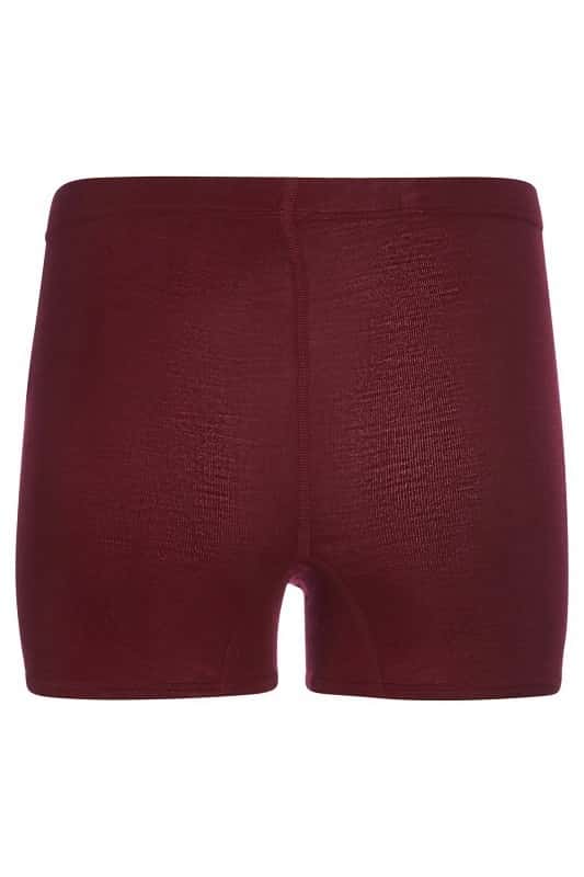 bordeauxrote Unterhose aus bio Wolle (kbT) und Seide, Freisteller von hinten