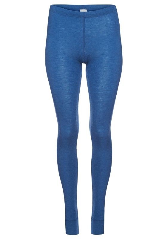 blaue lange Unterhose aus bio Wolle (kbT) für Frauen, Freisteller von vorne