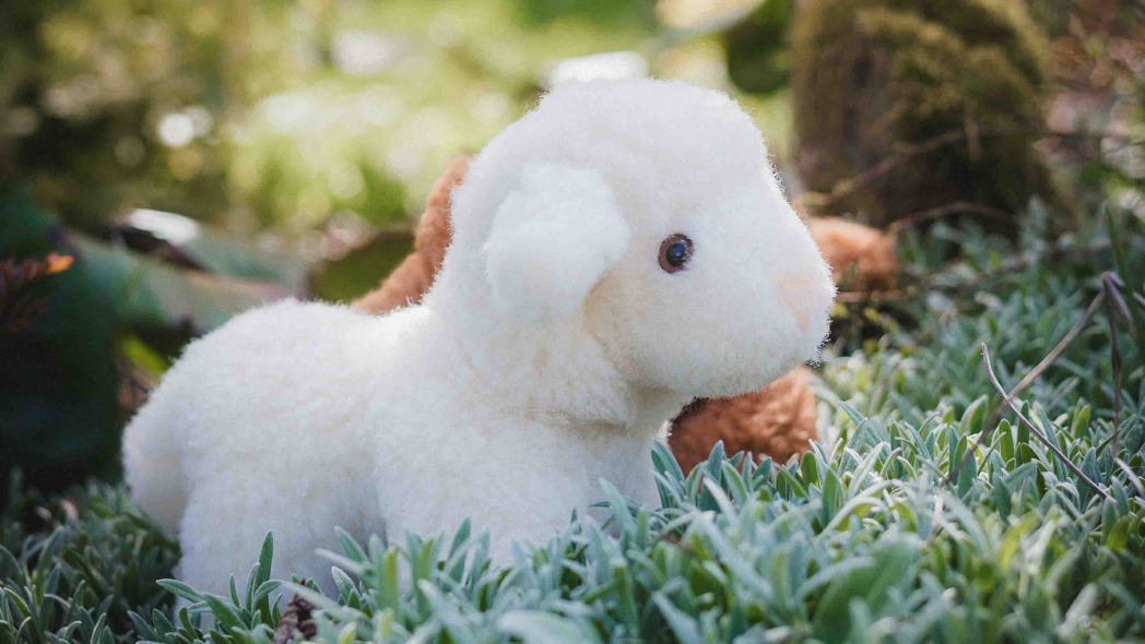 Finkhof Kuschellamm für Kinder auf Moos