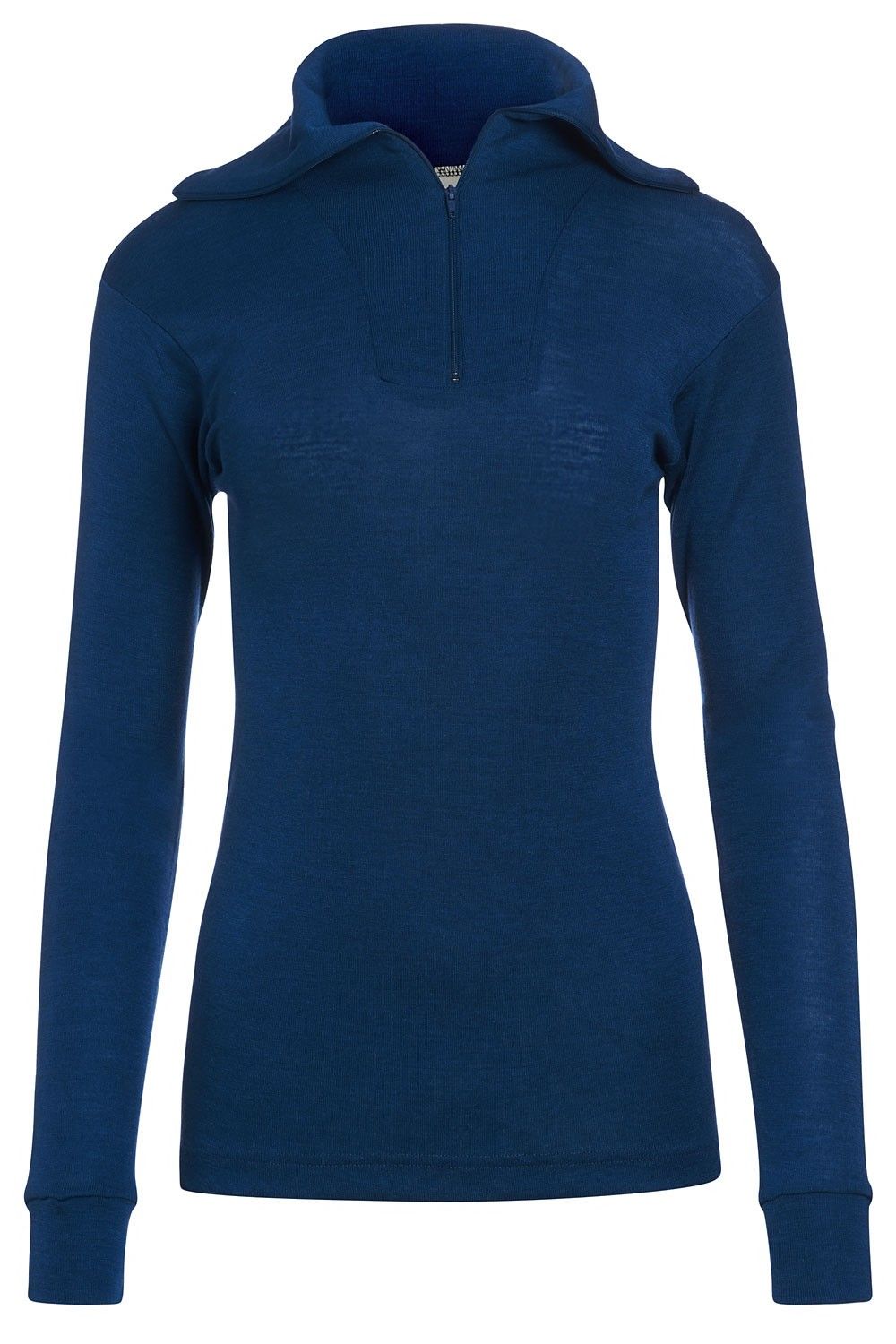 marineblauer Sportrolli aus bio Wolle (kbT) und Seide mit Reißverschluss für Frauen, Freisteller