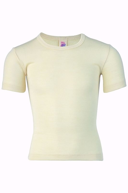 kurzarm Wollunterhemd aus bio Wolle (kbT) naturweiß, Freisteller alt