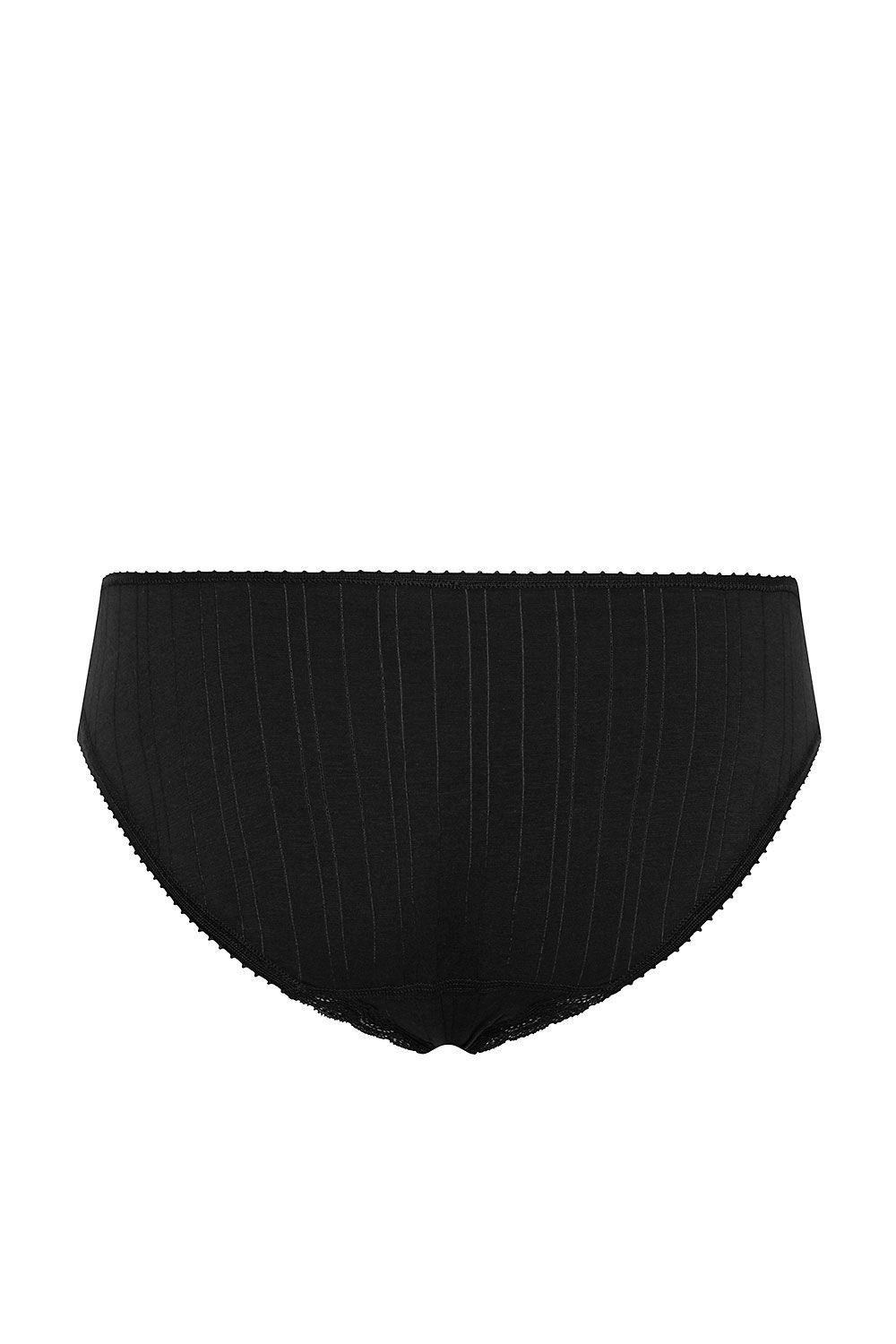 schwarzer Spitzenslip aus bio Baumwolle (kbA) und Elasthan, Freisteller von hinten