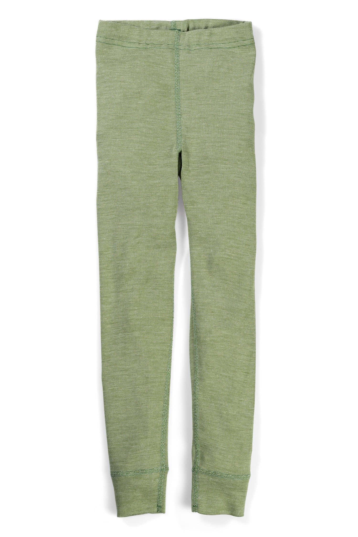 grüne lange Unterhose aus bio Wolle (kbT), bio Baumwolle (kbA) und Seide, Freisteller