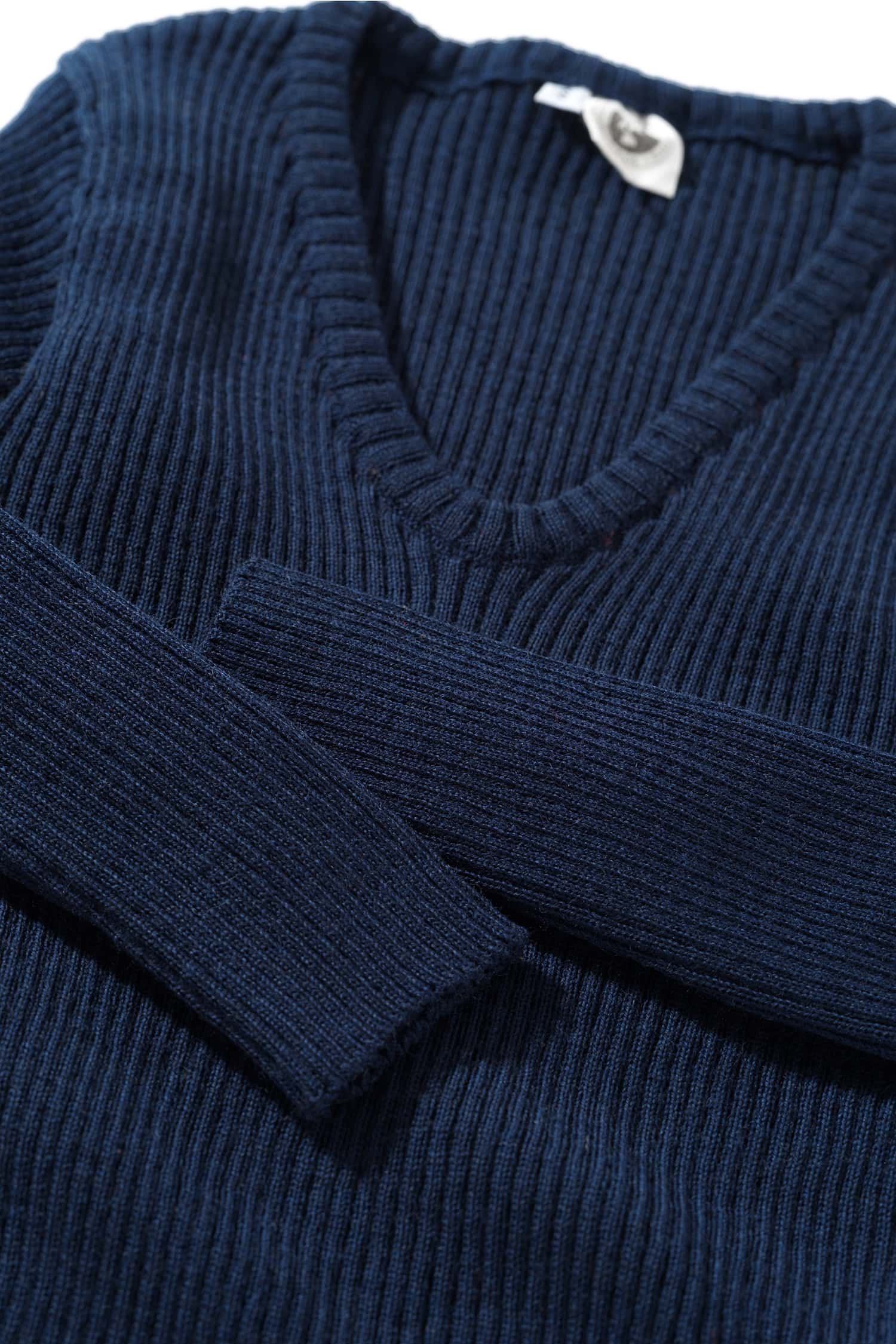V-Shirt Rippe aus reiner Bio-Schurwolle