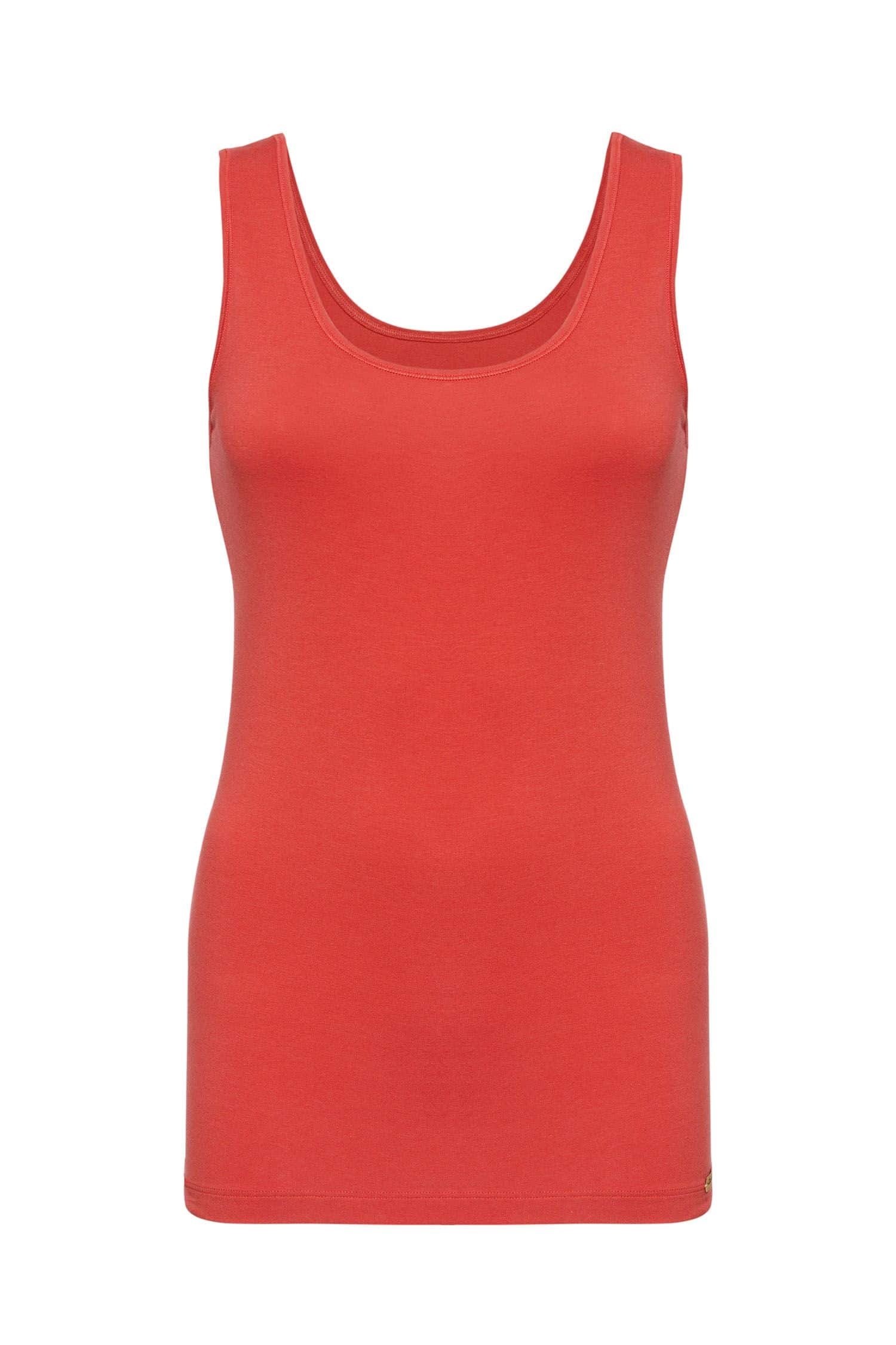 korallrotes Unterhemd mit breiten Trägern aus  bio Baumwolle (kbA) und Elasthan, Freisteller