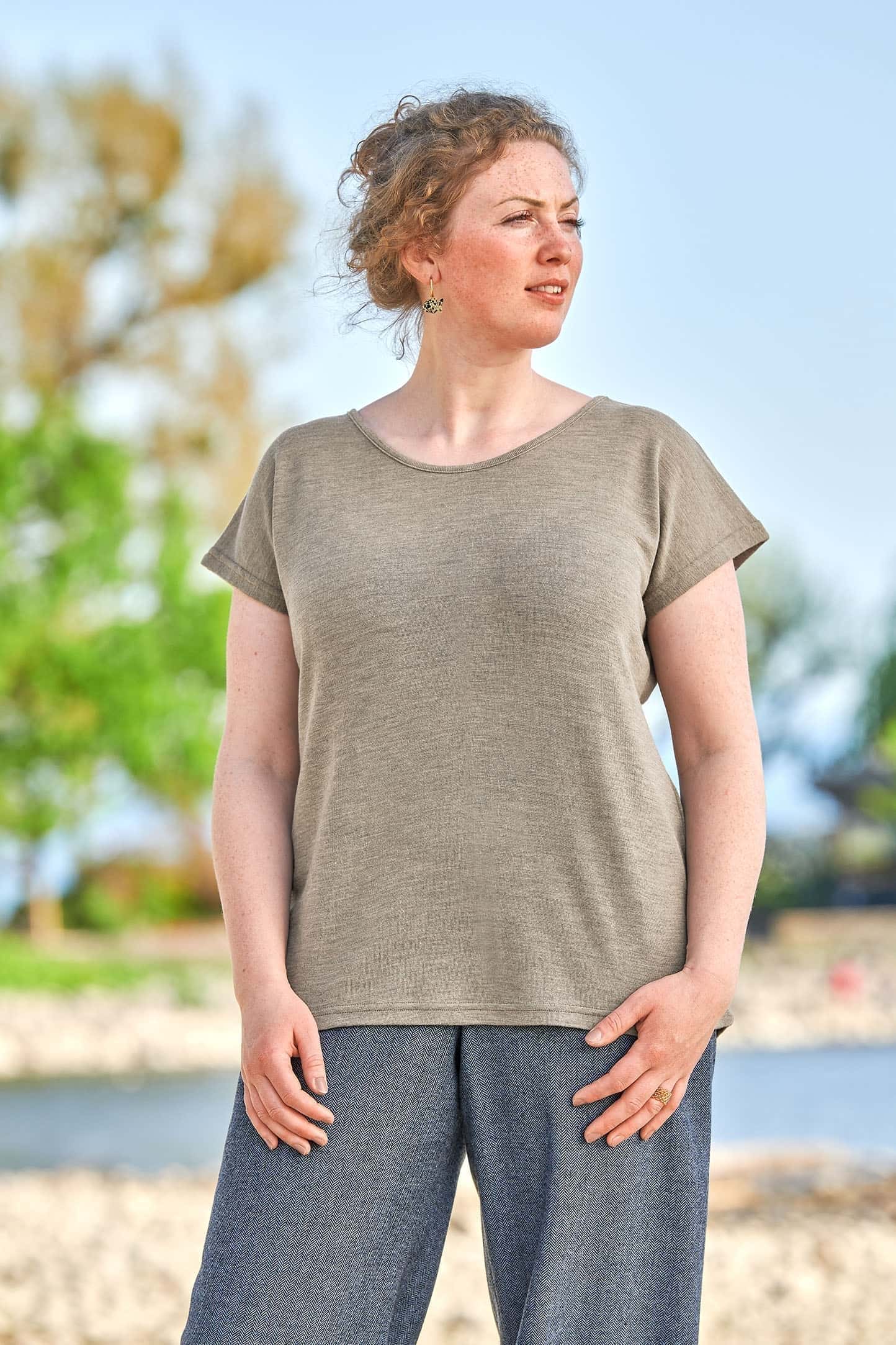 Damen-Oversize Shirt aus Wolle-Seide mit Bio-Fasern Damen-Oversize Shirt aus Wolle-Seide mit Bio-Fasern