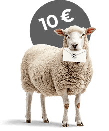 finkhof-schaf-mit-brief-und-rabatt-10Euro-mobile Schaf mit Brief im Mund