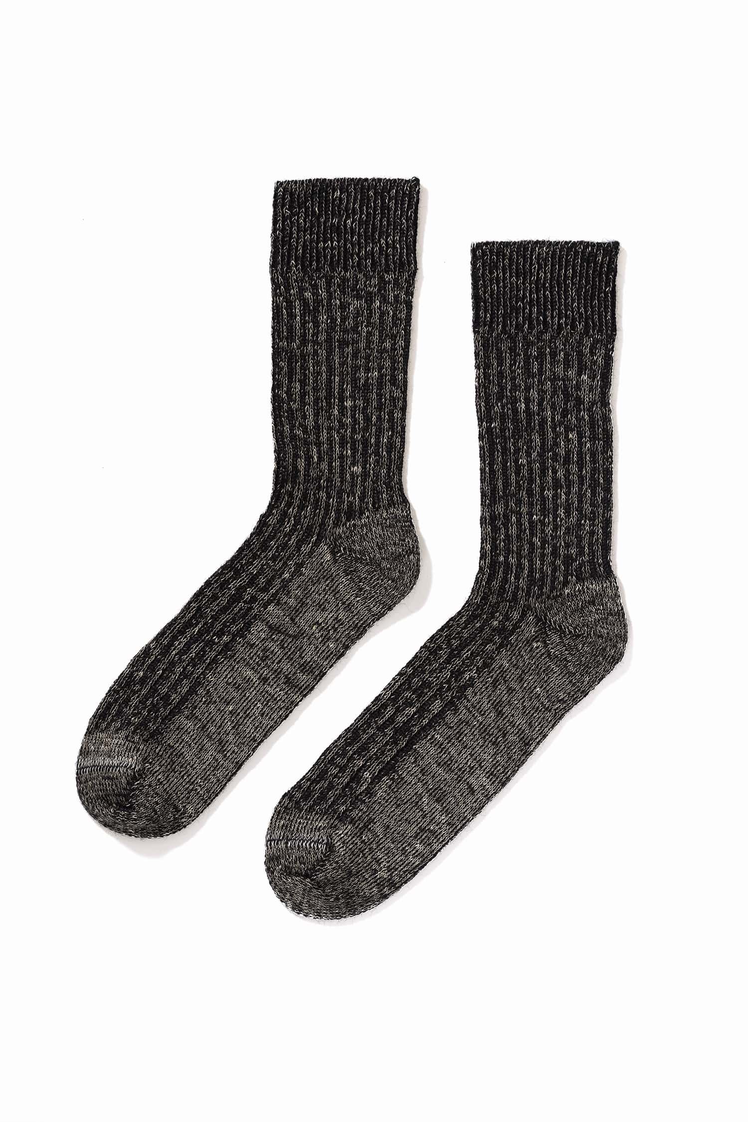Wolle-Leinen-Socken graumeliert aus Bio-Schurwolle