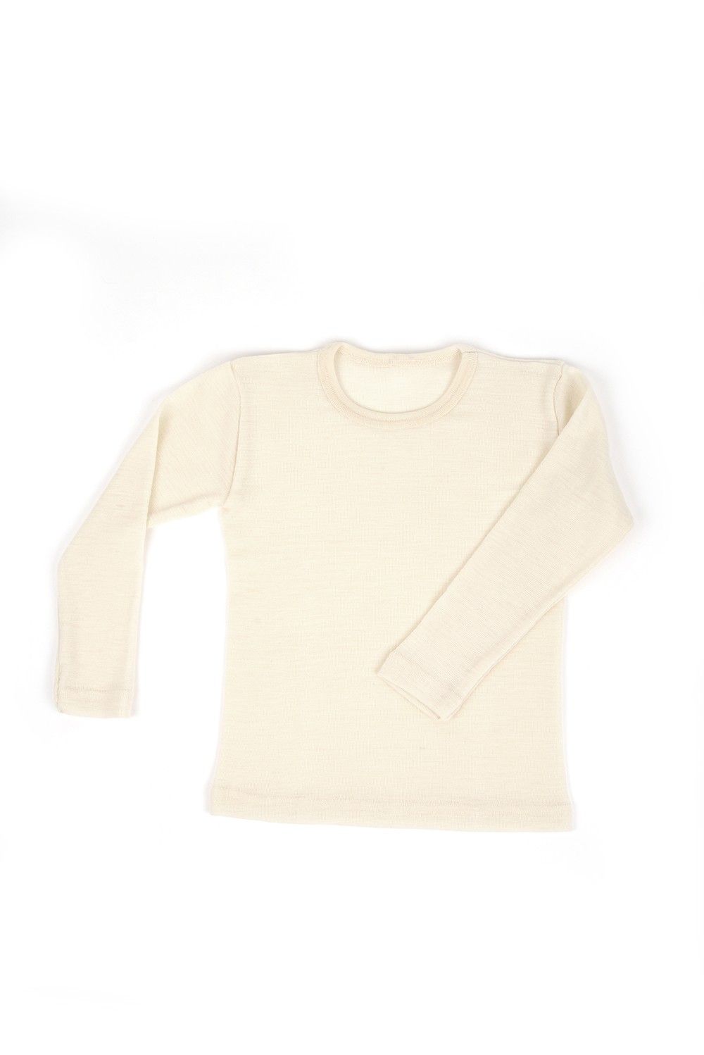 langarm Wollunterhemd aus bio Wolle (kbT) naturweiß, Freisteller große Größen