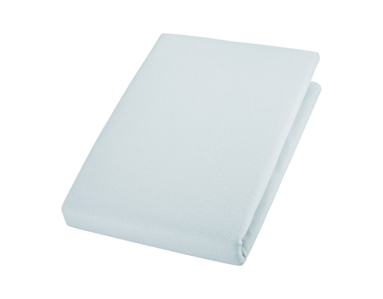 gefaltetes Biberspannbettlaken in aqua aus bio Baumwolle (kbA), Freisteller