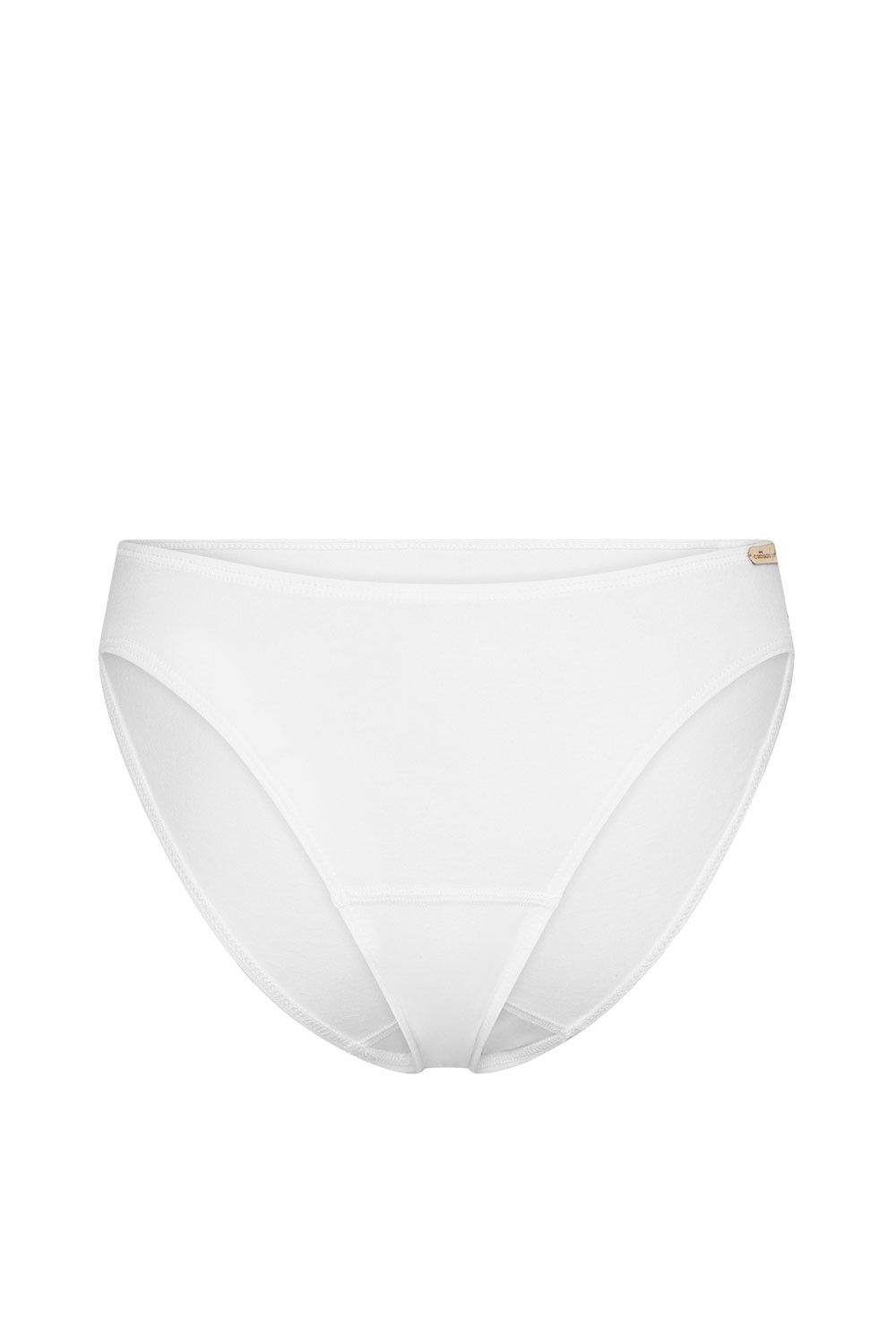 weißer Damenslip aus bio Baumwolle (kbA) und Elasthan, Freisteller von vorne