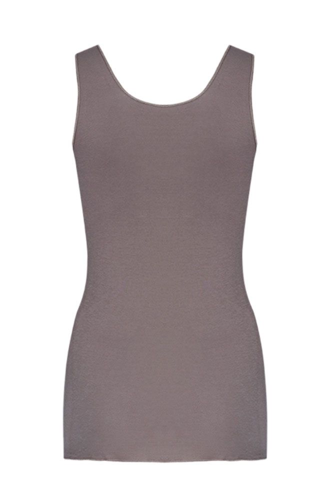 graues Unterhemd mit breiten Trägern aus bio Baumwolle (kbA), Freisteller von hinten