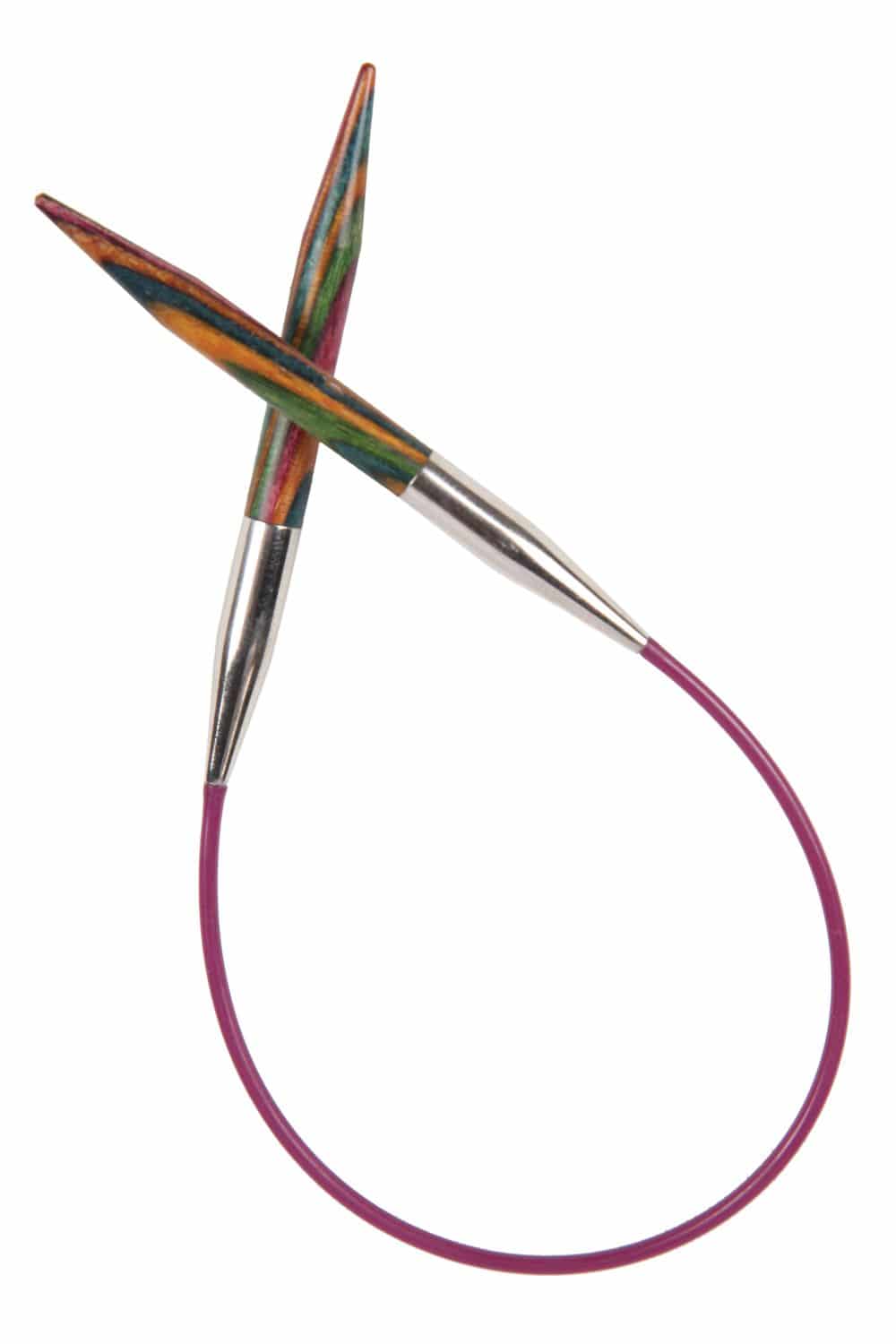 dicke bunte Rundstricknadeln aus Birkenholz, Freisteller