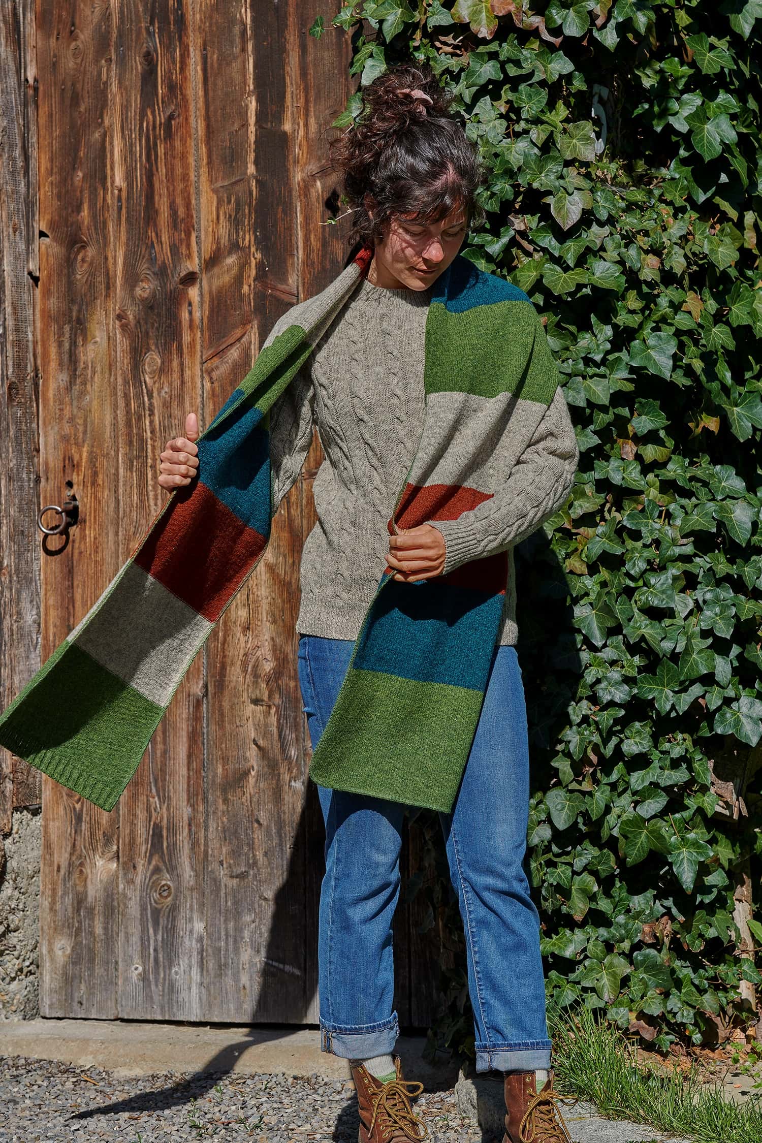 Strickschal gestreift aus Bio-Wolle bunt Strickschal gestreift aus Bio-Wolle bunt