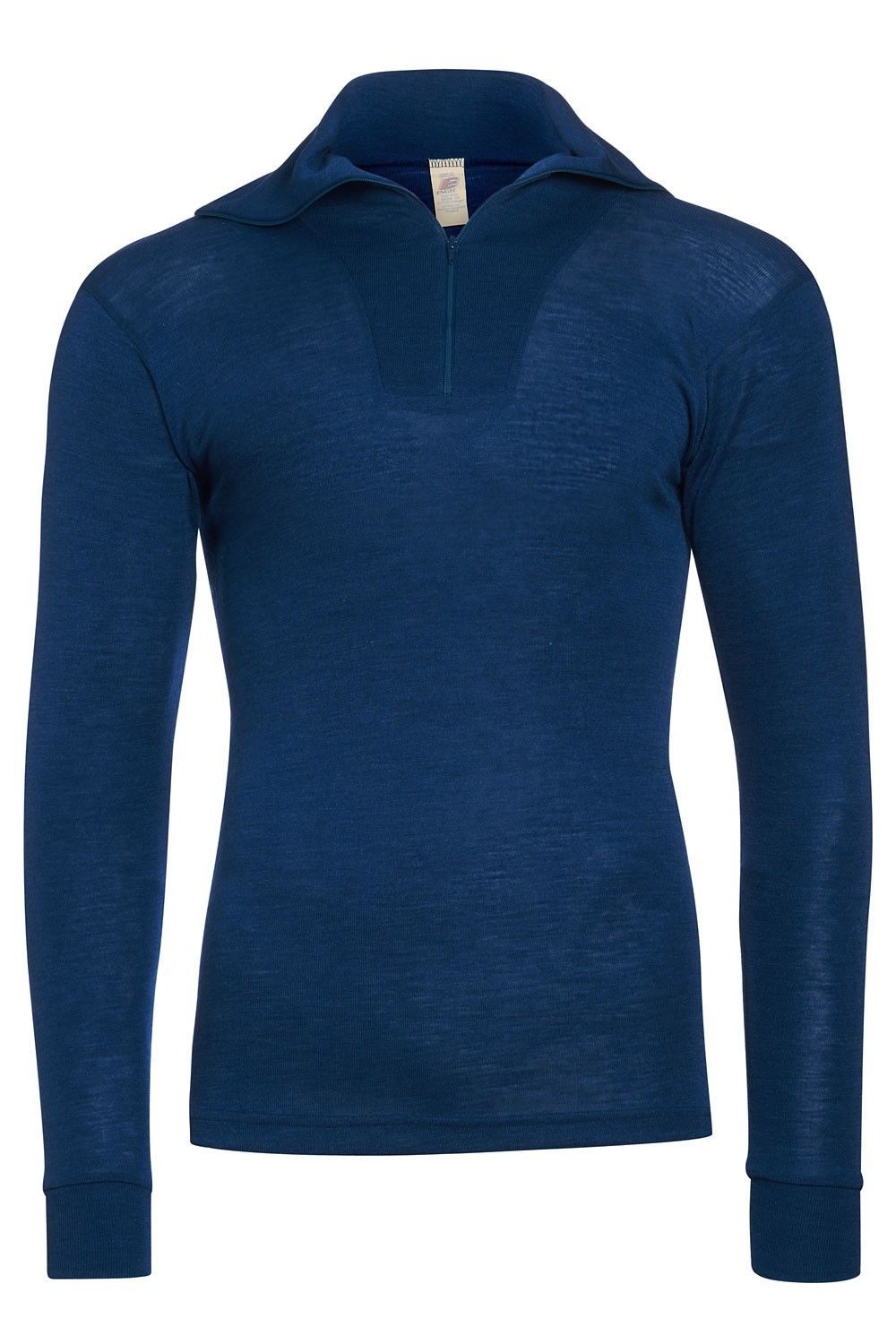 marineblauer Sportrolli aus bio Wolle (kbT) und Seide mit Reißverschluss für Männer, Freisteller