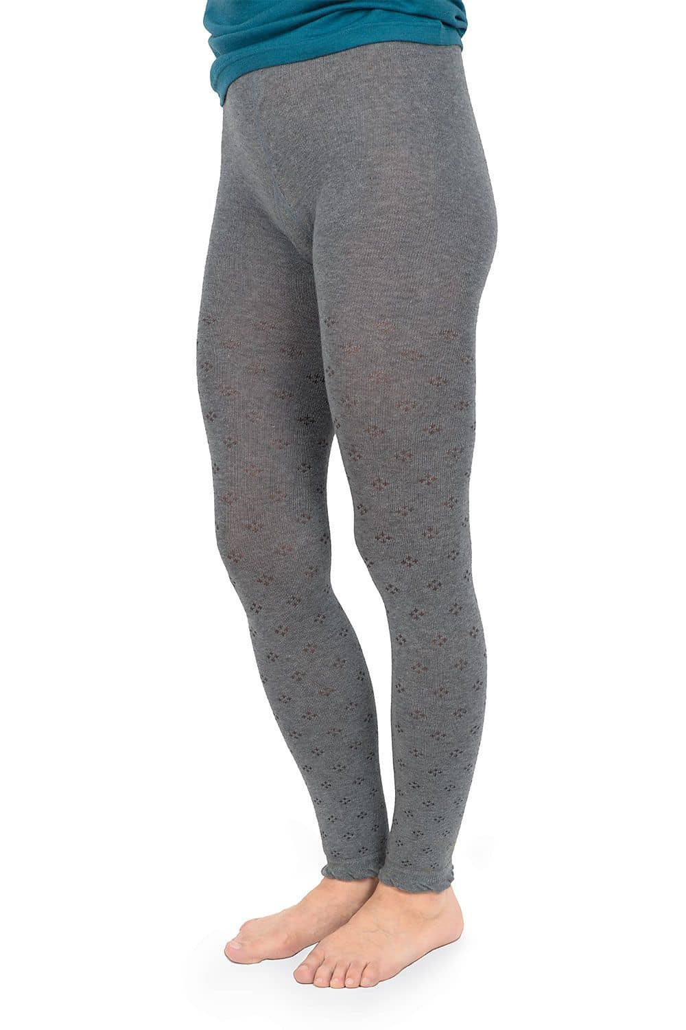 gemusterte graue Baumwollleggings aus bio Baumwolle (kbA) und Elasthan