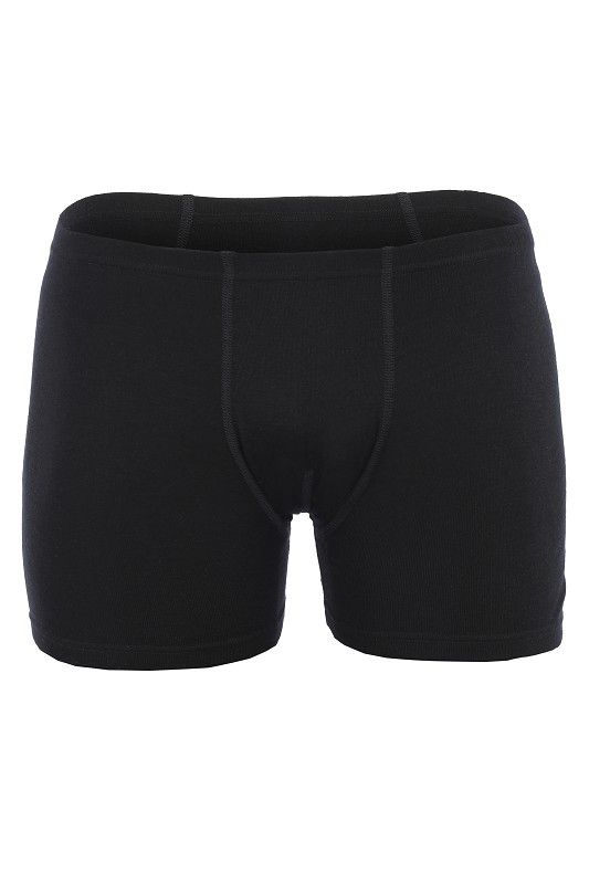 schwarze Wolle Seide Pants aus bio Wolle (kbT) und Seide für Herren, Freisteller von vorne