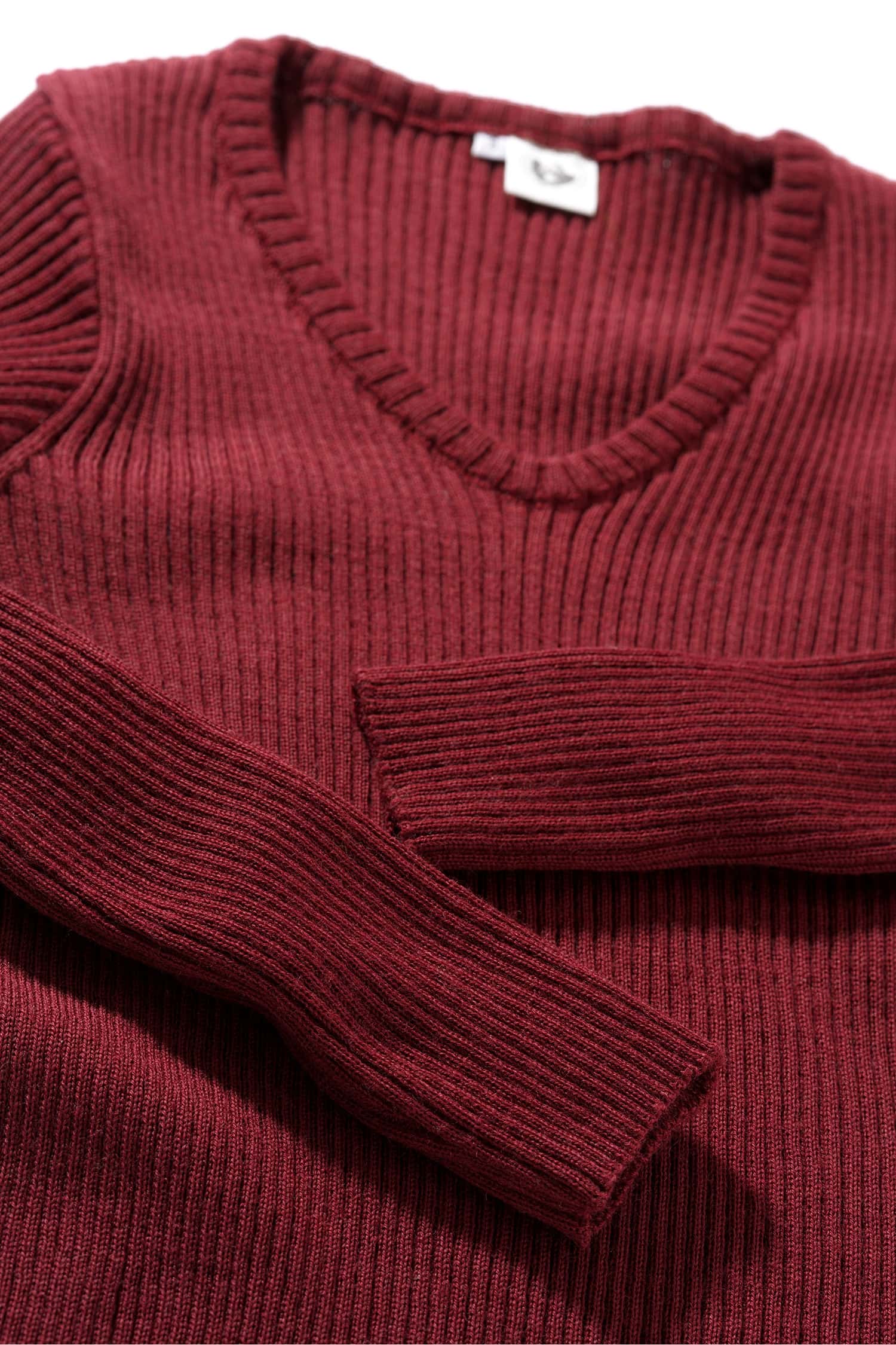 V-Shirt Rippe aus reiner Bio-Schurwolle V-Shirt Rippe aus reiner Bio-Schurwolle