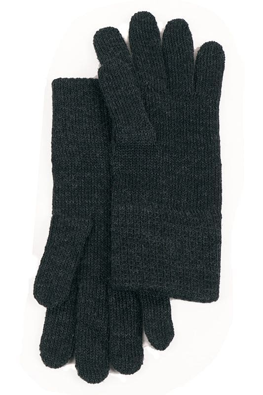 anthrazitgraue Strickhandschuhe mit Fingern aus bio Wolle (kbT) vom Finkof, Freisteller