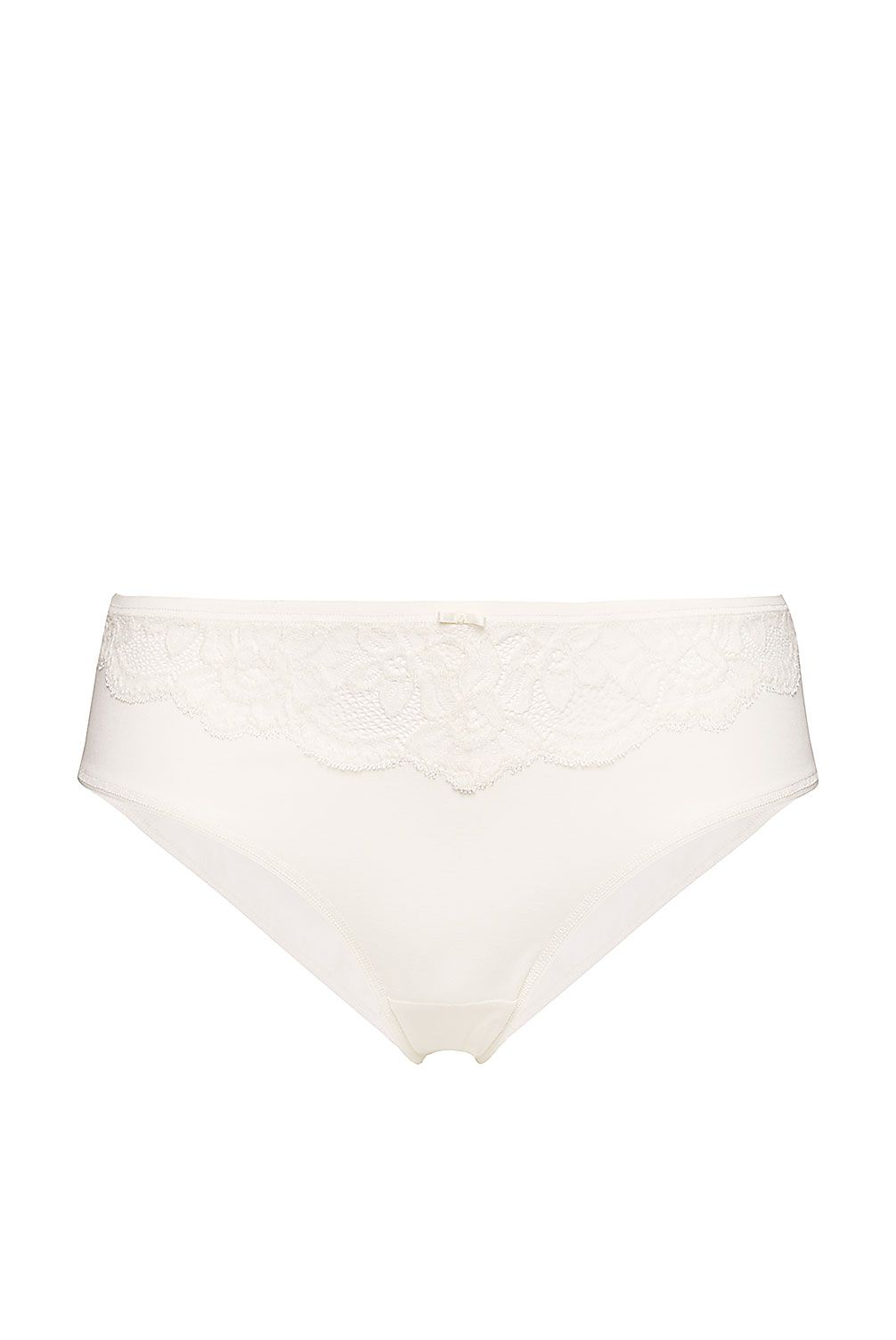 naturweißer Spitzenslip aus bio Baumwolle (kbA) und Elasthan, Freisteller von vorne