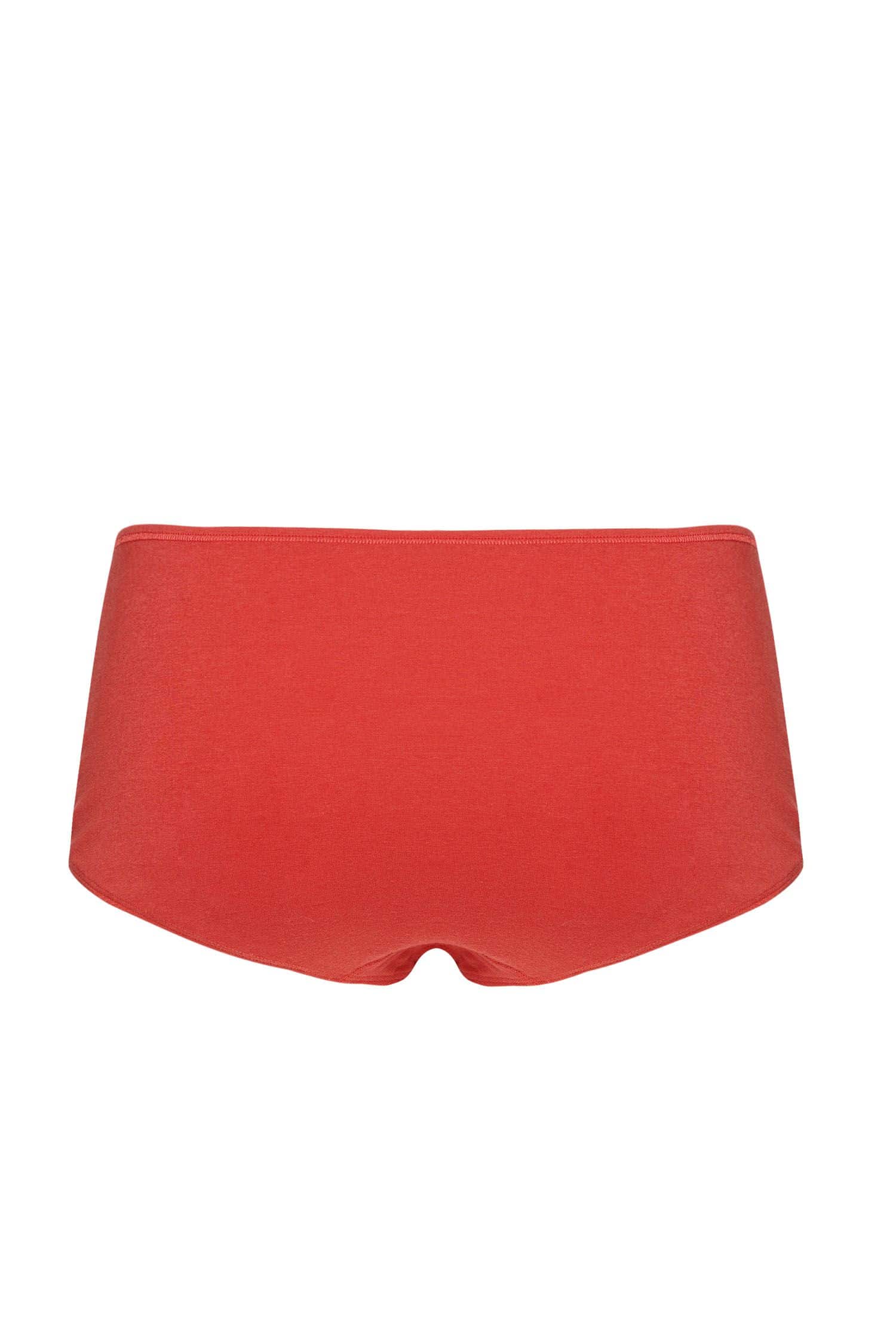 korallrote Panty aus bio Baumwolle (kbA) und Elasthan, Freisteller von hinten