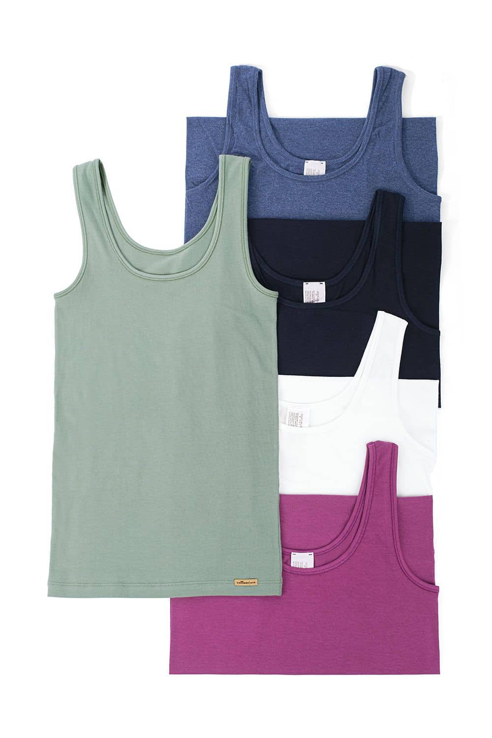 Baumwoll-Damen-Achselhemd Baumwoll Unterhemd mit breiten Trägern für Damen aus bio Baumwolle (kbA) und Elasthan gefaltet ausgelegt