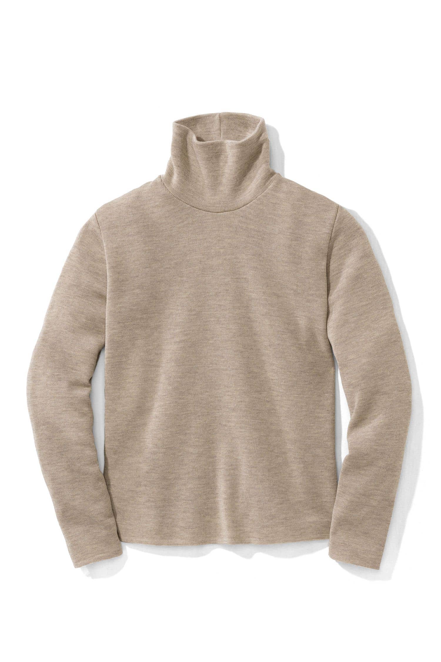 hellbrauner Pullover mit Rollkragen aus bio Merinowolle (kbT) vom Finkhof, Freisteller