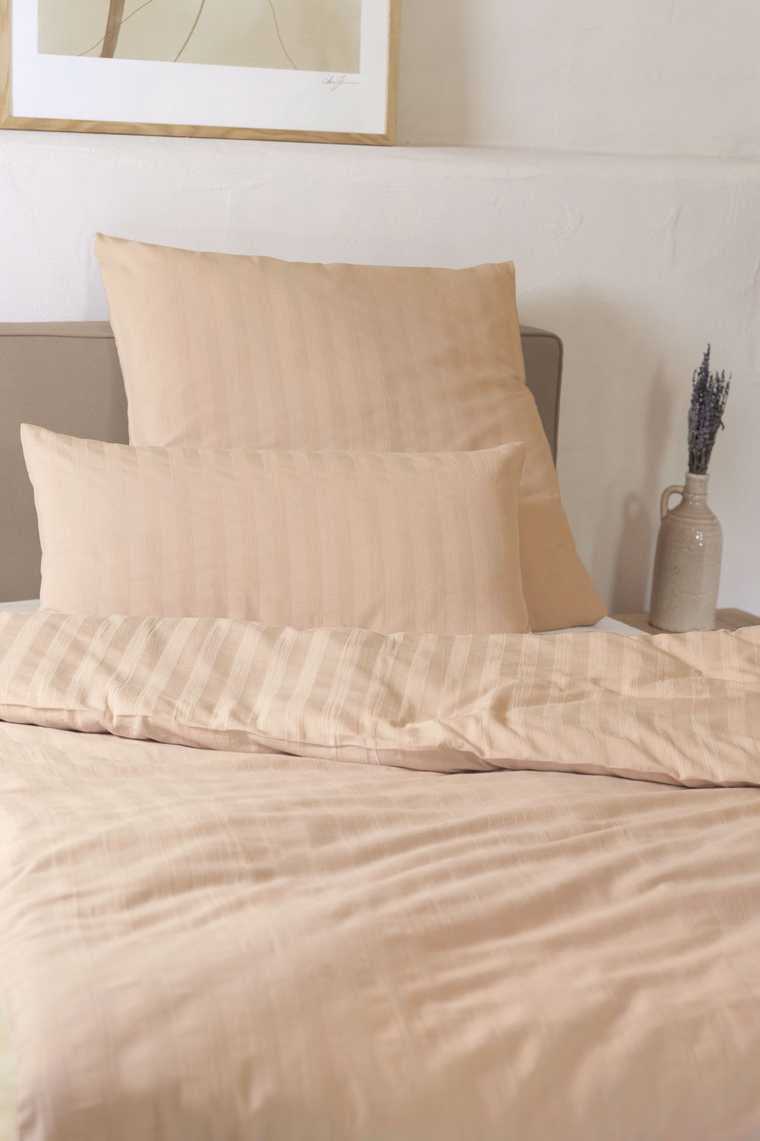 puderfarbene  Seesucker Bettwäsche aus bio Baumwolle (kbA)