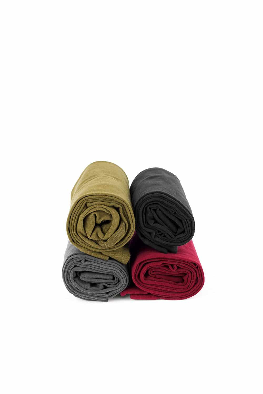 Feinleggings aufgerollte Finkhof Feinleggings in allen vier Farben aus bio Baumwolle (kbA) und Seide gestapelt