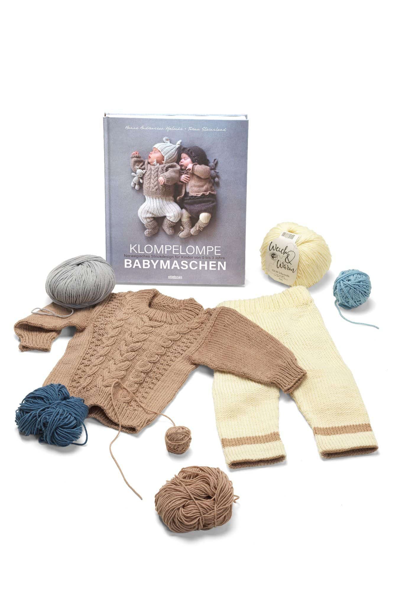 Klompelompe Babymaschen Buch ,,Klompelompe Babymaschen" mit Stricksachen und Finkhof Wolle