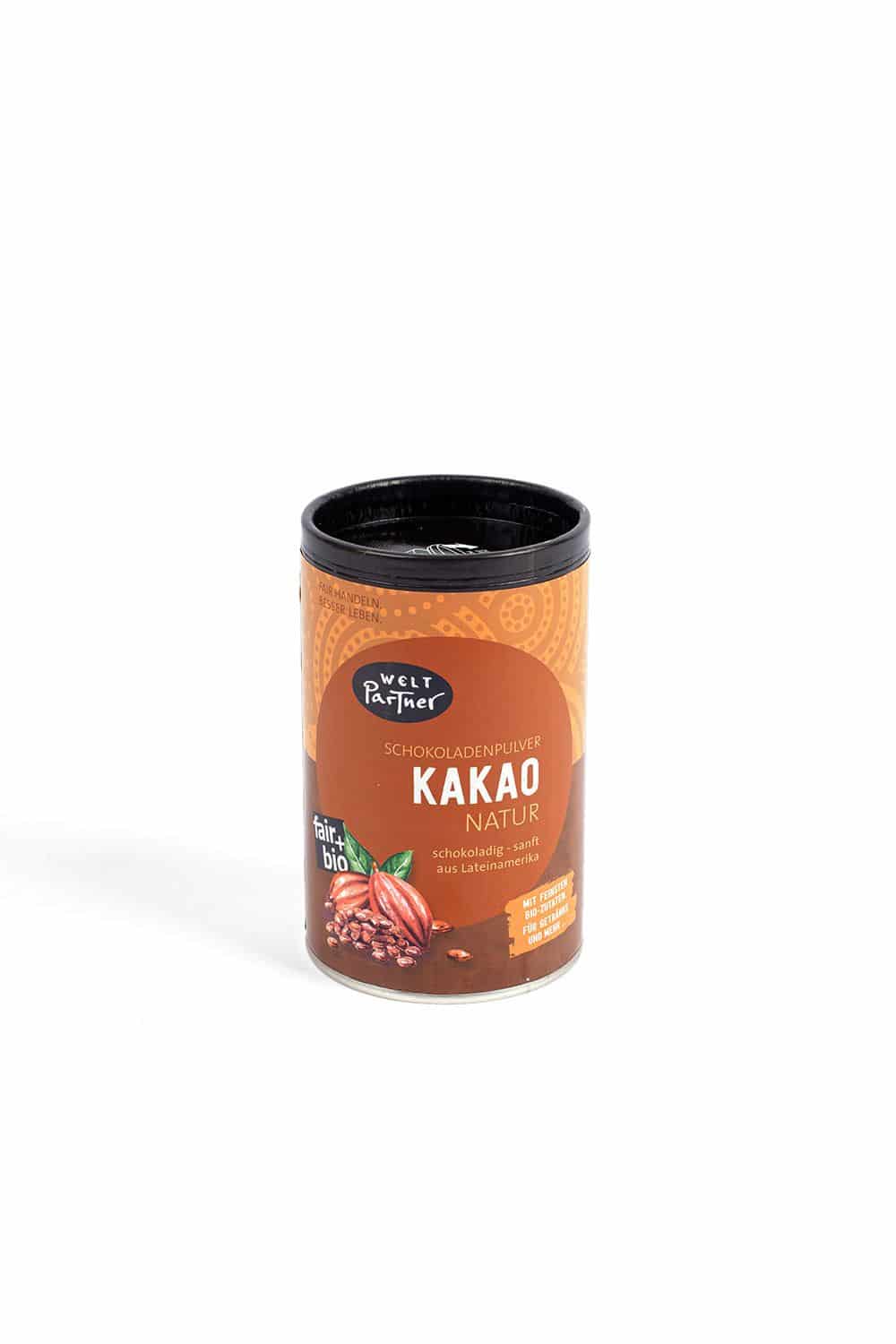 Freisteller von brauner 250g Packung von Kakao Natur - Trinkschokolade von WeltPartner