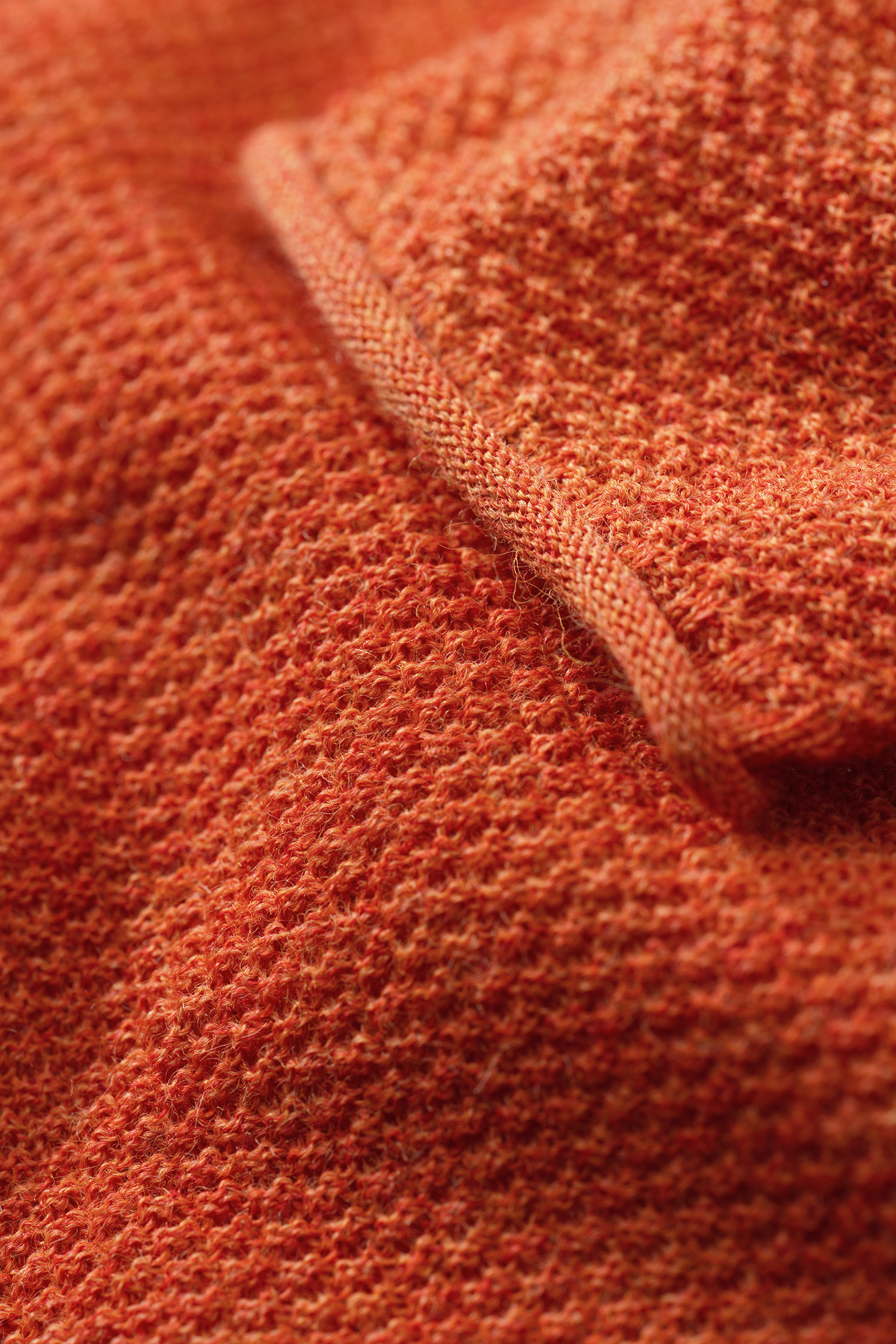Bio Wollshirt Perle orangemeliert Detailansicht