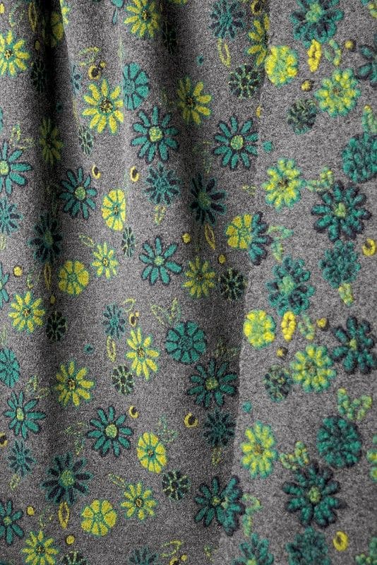 Musterwalk Musterwalk Limone aus Schurwolle und Bio Baumwolle (kbA) grau, lemon und türkis geblühmt
