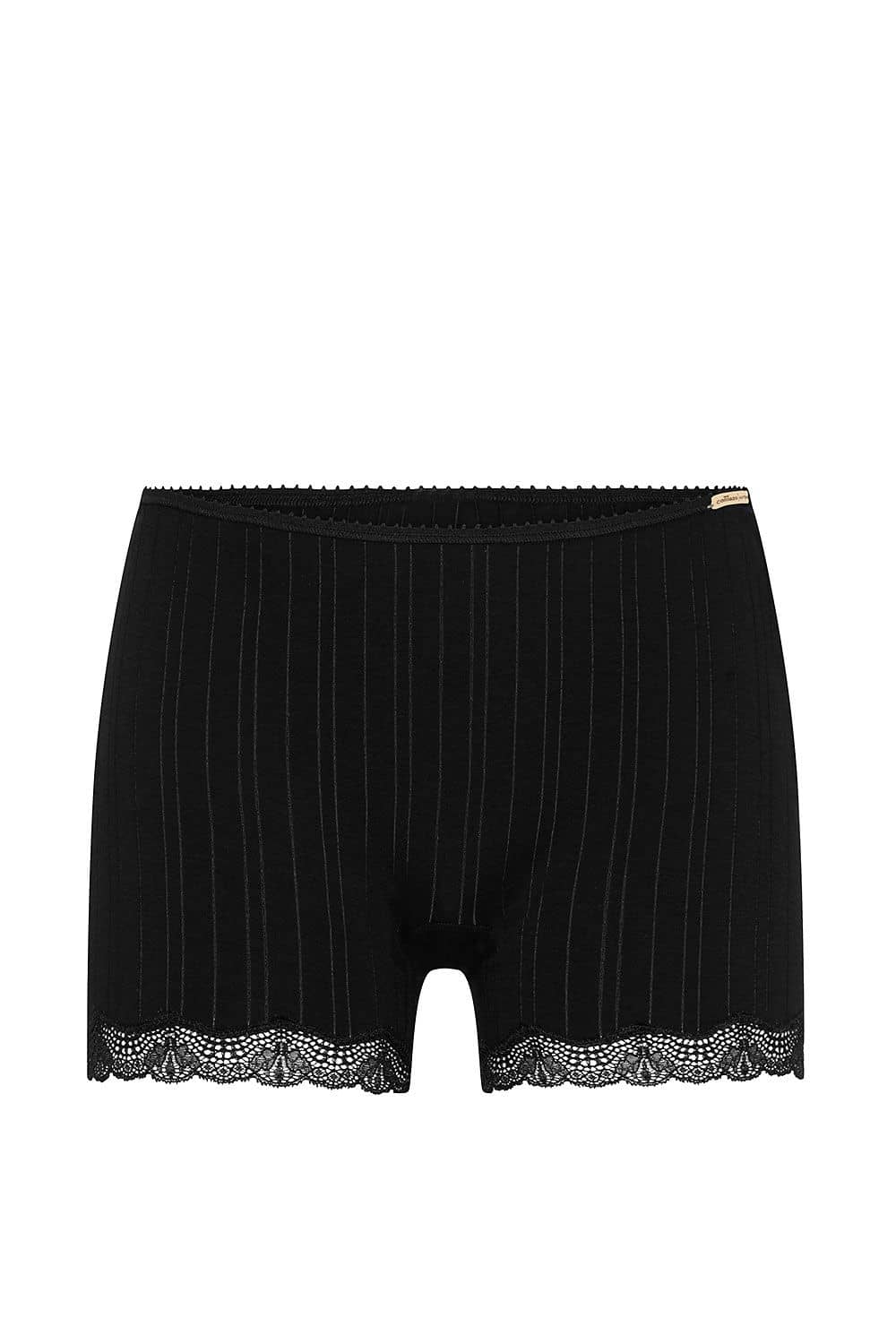 schwarzer Panty mit Spitze aus bio Baumwolle (kbA) und Elasthan, Freisteller von vorne