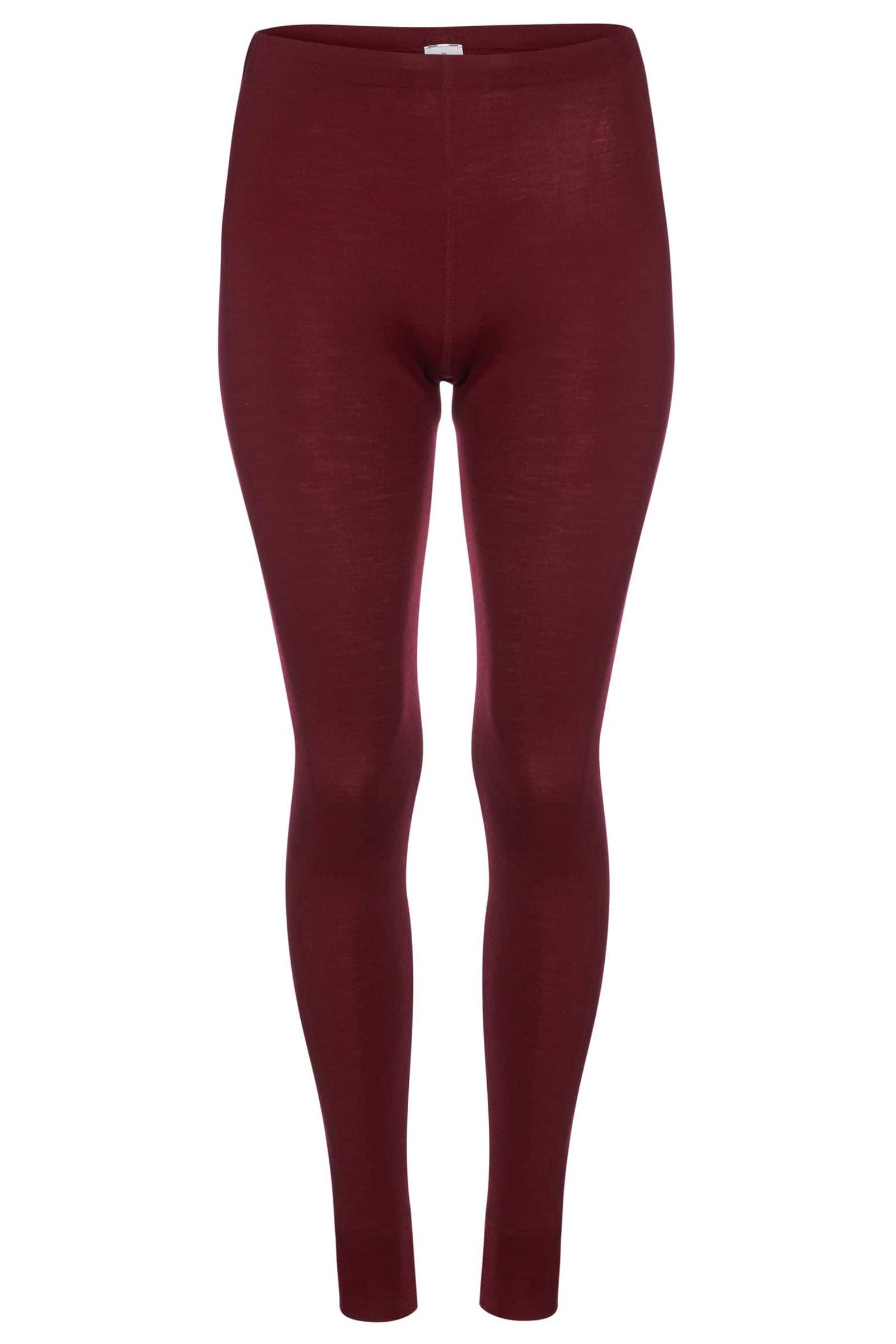 bordeauxrote lange Unterhose aus bio Wolle (kbT) und Seide, Freisteller
