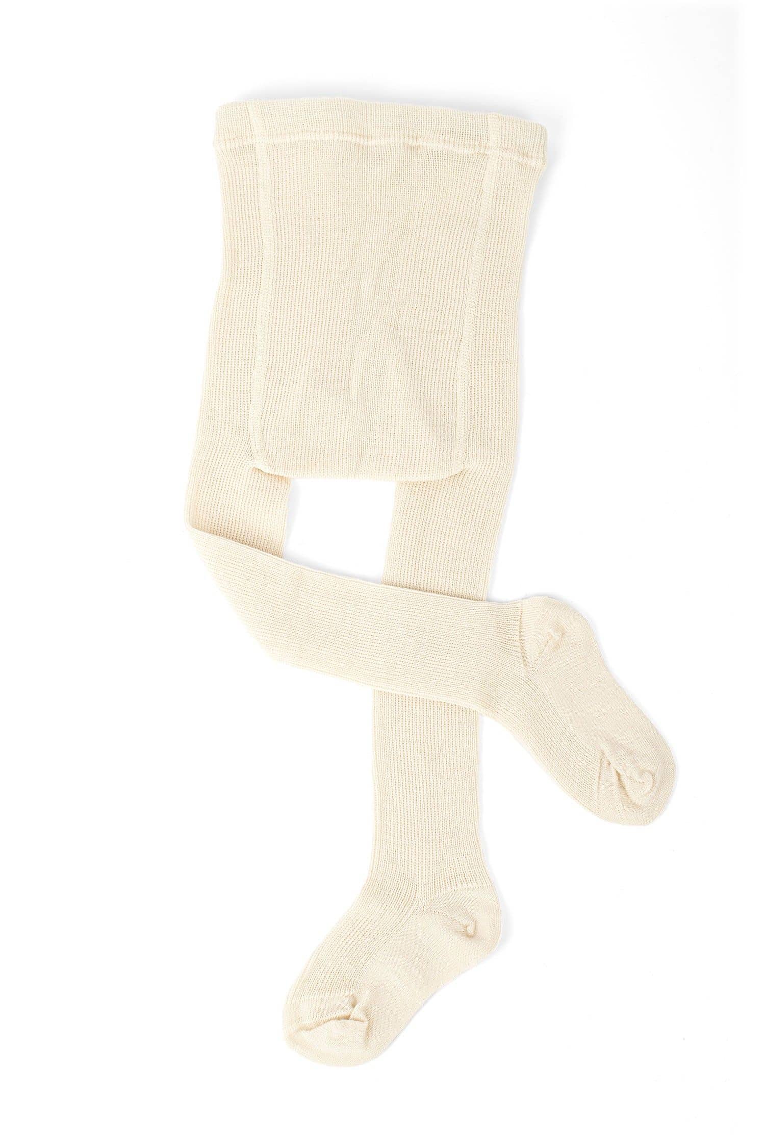 naturweiße Wollstrumpfhose aus bio Wolle (kbT), Freisteller von hinten