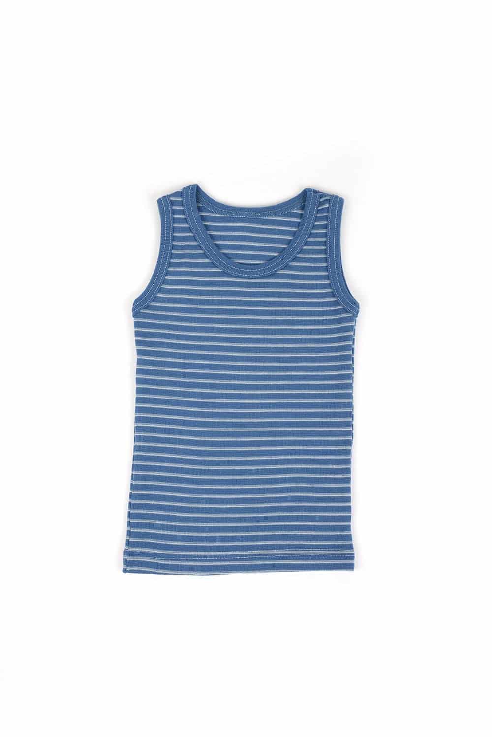 blau weiß geringeltes Wollträgerhemd aus bio Wolle (kbT), Freisteller