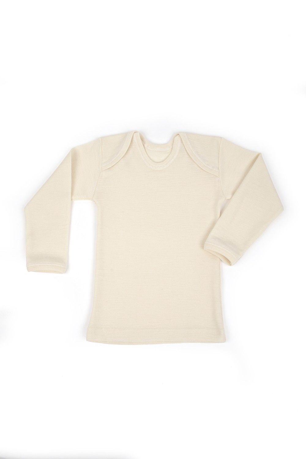 naturweißes Langarmshirt aus bio Wolle (kbT) und Seide, Freisteller