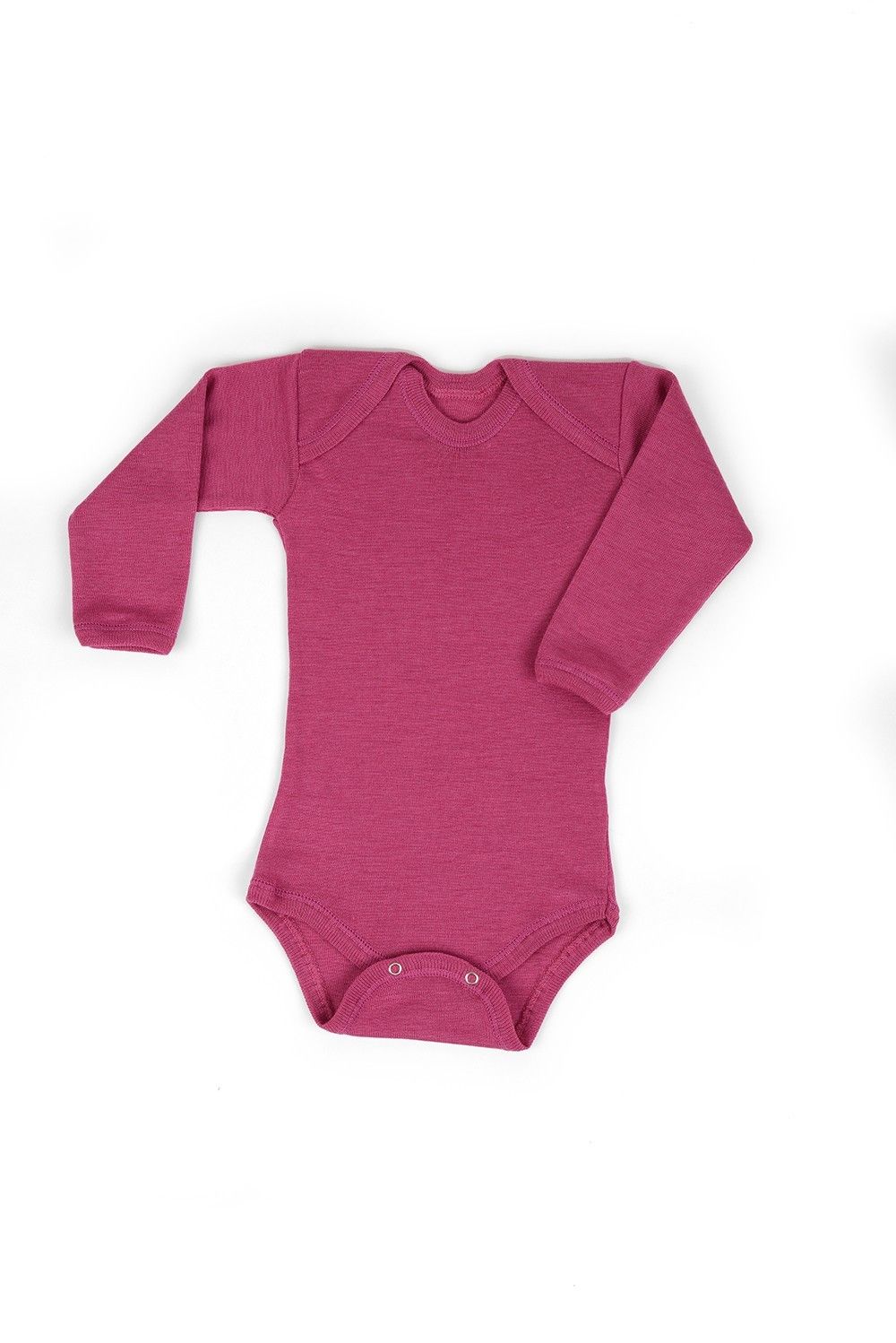 fuchsiafarbener Body aus bio Wolle (kbT) und Seide, Freisteller