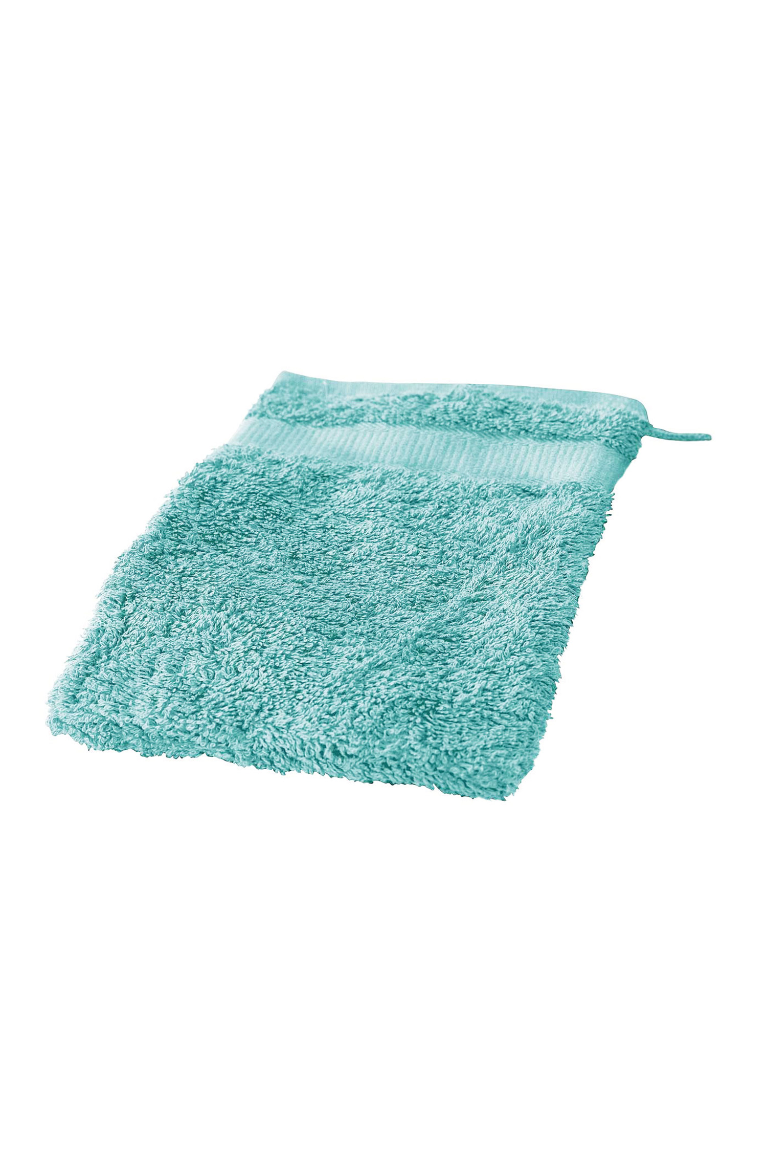 Waschhandschuh 16 x 21 cm aus reiner Bio-Baumwolle türkiser Waschhandschuh aus bio Baumwolle (kbA), Freisteller