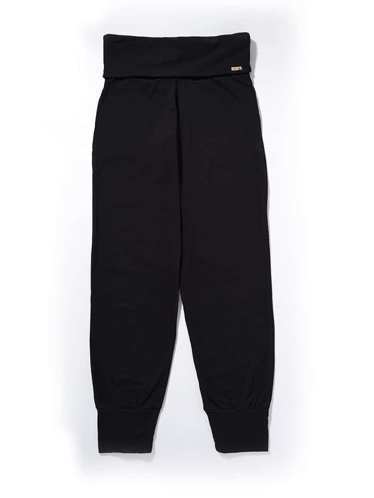 schwarze Yogahose aus Bio-Baumwolle (kbA) und Elastan, Freisteller