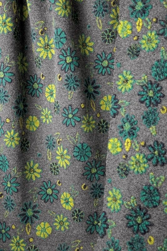 grauer Musterwalk Limone mit floralem Muster aus bio Baumwolle (kbA) und Wolle
