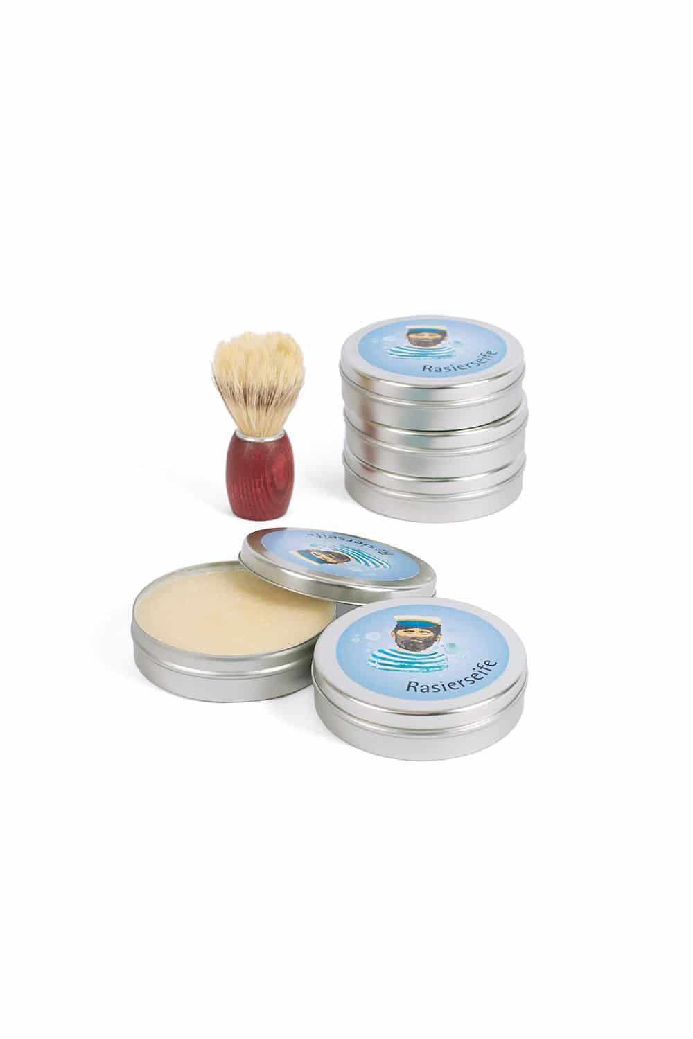 Finkhof Rasierseife in Aluminiumschraubdose – Naturkosmetik mit Wollwachs, Pflanzenölen & Zitrus‑Rosmarin‑Duft