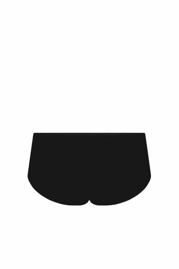 schwarze Panty aus bio Baumwolle (kbA) und Elasthan, Freisteller von hinten