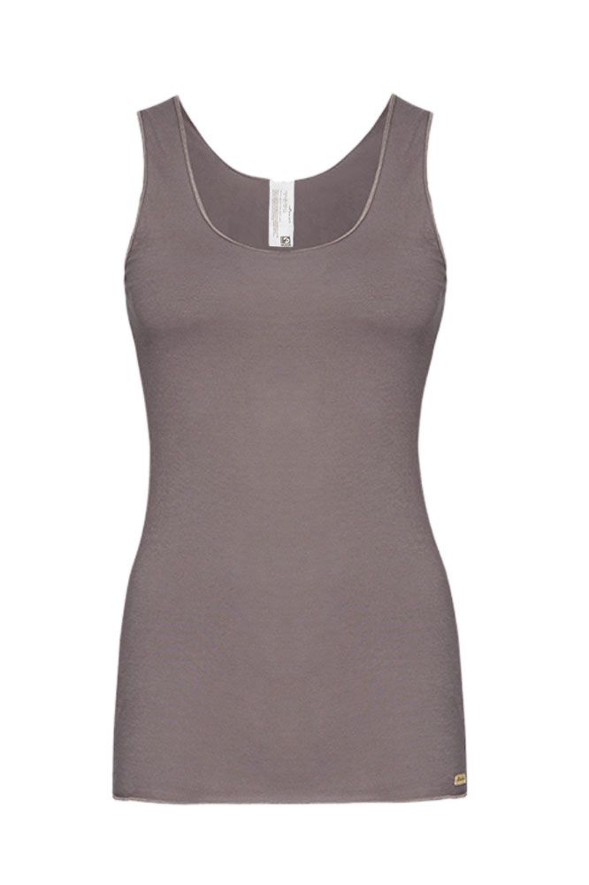 graues Unterhemd mit breiten Trägern aus bio Baumwolle (kbA), Freisteller von vorne