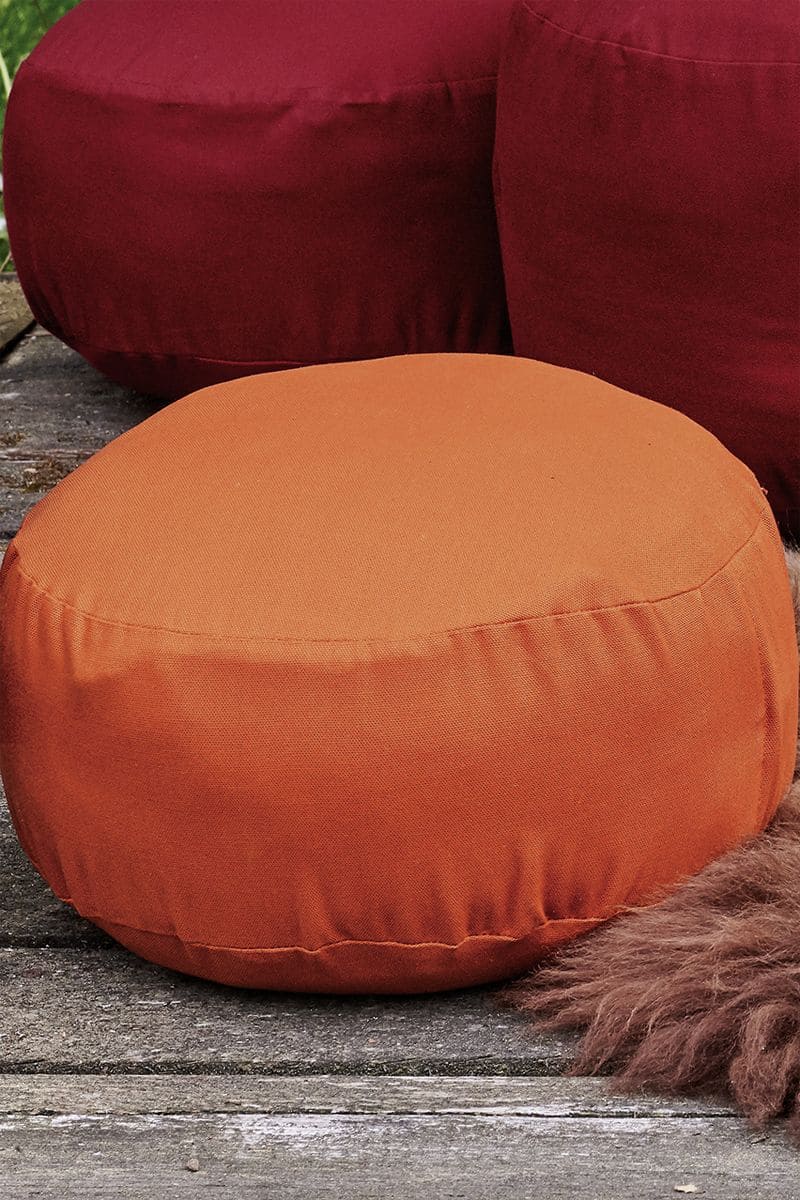 Rundes Sitzkissen klein kleines Sitzkissen vom Finkhof in terra aus Naturkautschuk, bio Wolle (kbT), bio Baumwolle (kbA)