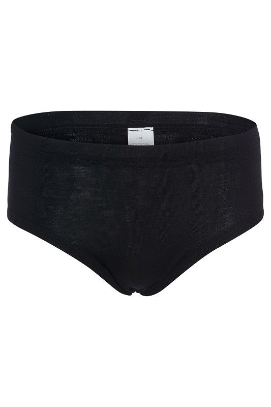 schwarzer Slip aus bio Wolle (kbT) und Seide, Freisteller von vorne